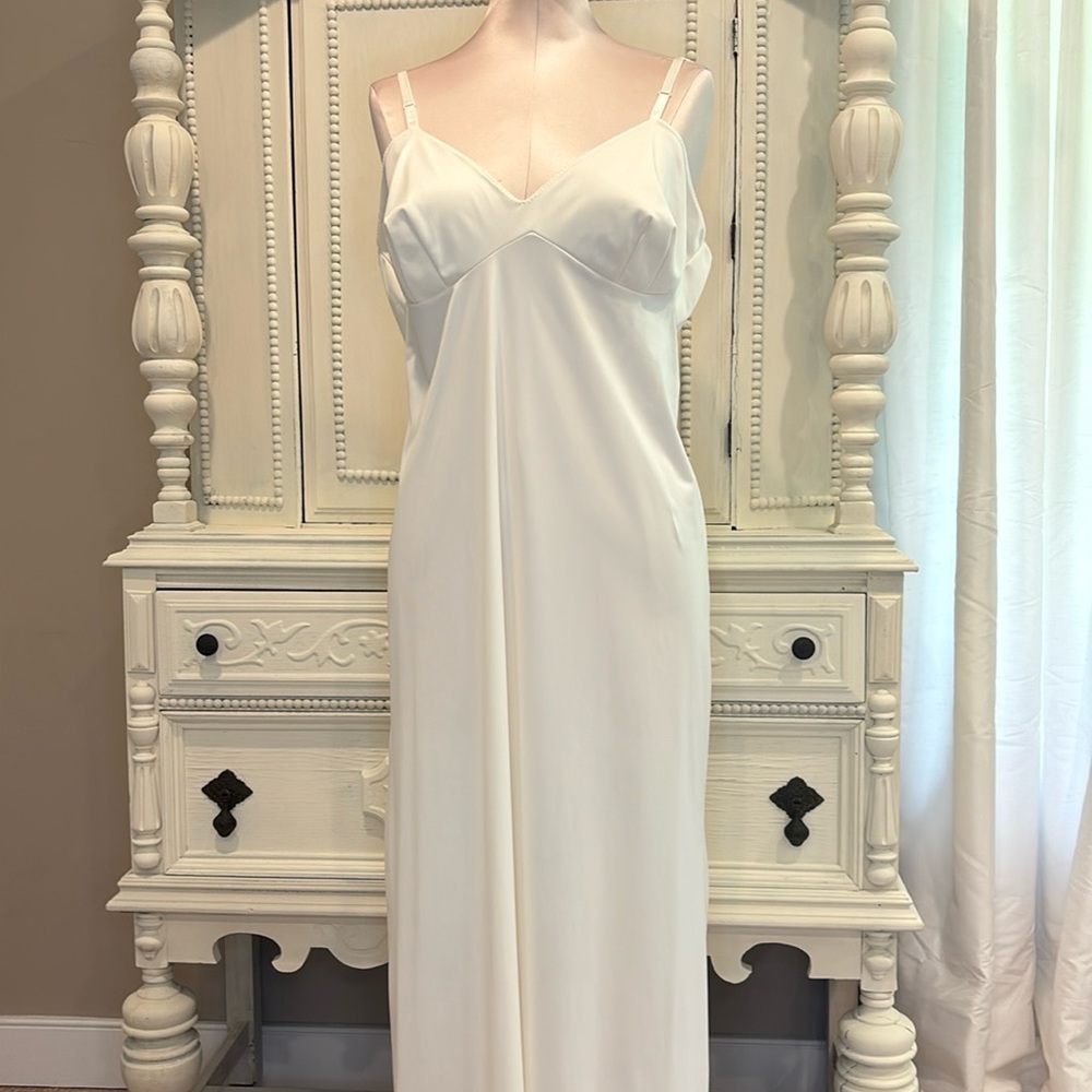 Vintage Val Mode Full Slip Dress Nightgown Lingerie Nylon Lace Women's Size 36